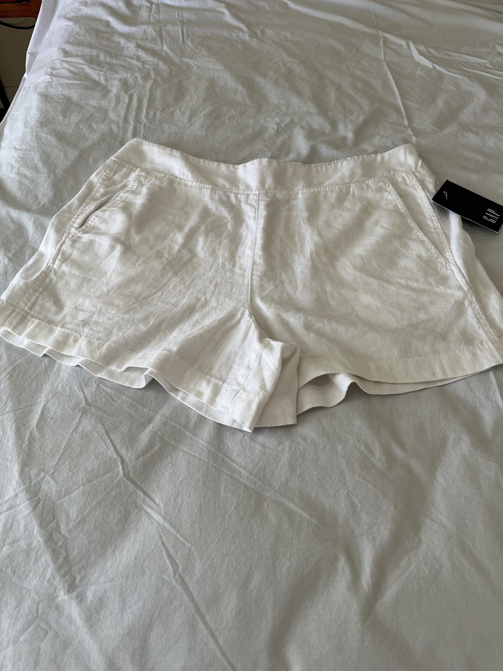 GAP NWT White Women's Linen Shorts With Side Pockets Sz Large